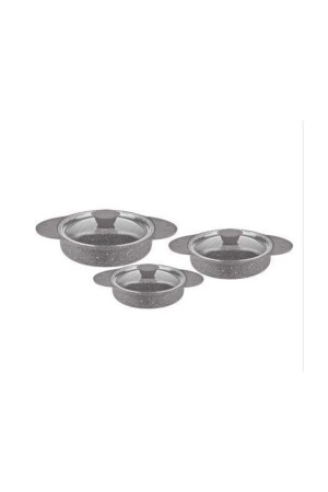 6 Piece Granite Pan Set with Gray Handle OMS-3015-09-GRI - OMS PASLANMAZ