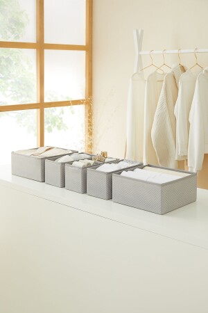 6-Piece Gray Drawer Cabinet Laundry Organizer Children's Room Folding Storage Box Organizer Set - Ocean Home Textile