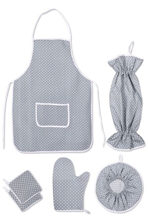 6 Piece Kitchen Set & Kitchen Apron - Oven Mitts - 2 Handle Holders - Organizer Bag Holder - Demlematik - Morlay