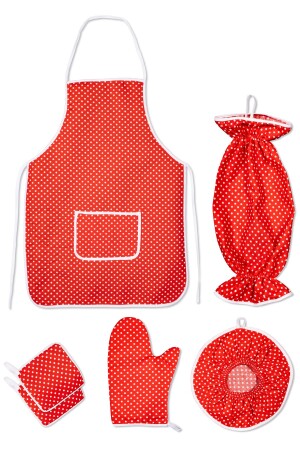 6 Piece Kitchen Set & Kitchen Apron - Oven Mitts - 2 Handle Holders - Organizer Bag Holder - Demlematik - Morlay