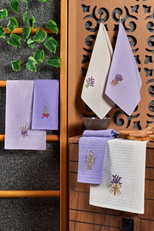 6 Piece Kitchen Towel Lavender Set 40x60 Napkin Model - Casnack