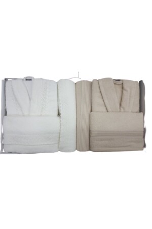 6 Piece Kopanaki Laced Curly Bathrobe Set FİEST987 - Fiesta