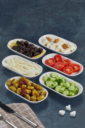 6-Piece Kütahya Venus Series Ceramic Breakfast Presentation Snack Bowl Set 6-ADT-VENUS-KHVLTLK - Genel Markalar