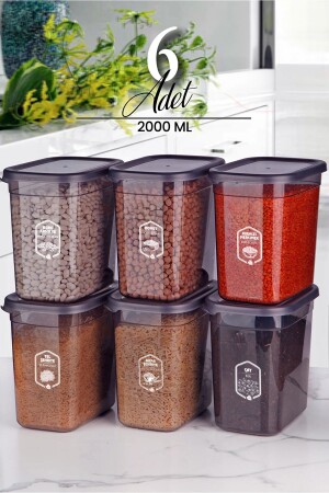 6-Piece Labeled Moly Rectangular Food Storage Container Set 2000ml - Multiple Sets with Lid 2 Liters MCH08775 - Kitchen Life