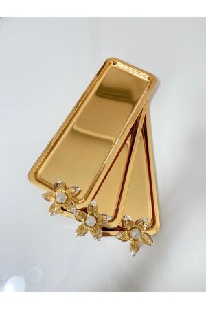 6-Piece Lily Flower Luxury Stainless Steel Baton Service, Tea, Coffee, Treats and Presentation Tray MZBTNZB-66 - Mira züccaciye