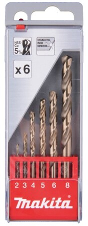 6-piece metal drill bit set MAKITA HSS Co5 2-8mm - Makita Accessories