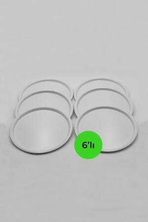 6-Piece Metal White Single Decorative Tea, Coffee and Cake Service Presentation Tray 22cm MYT666-6X - Fiyakalı Ürünler Atölyesi