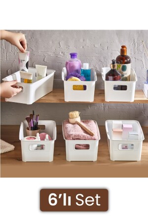6-Piece Organizer Basket with Handles White - Vienev