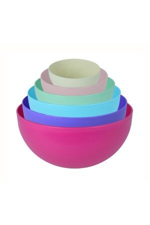 6 Piece Plastic Mixing Bowls, Colorful Serving Bowls, Salad Bowl, Nesting Bowls M6-250 - Melkan Home