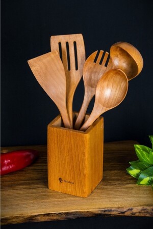 6 Piece 'Pro' Dark Bamboo Non-Stick Easy to Clean Teak Wood Wooden Spoon Bamboo Set OZA00020 - Öz ahsap