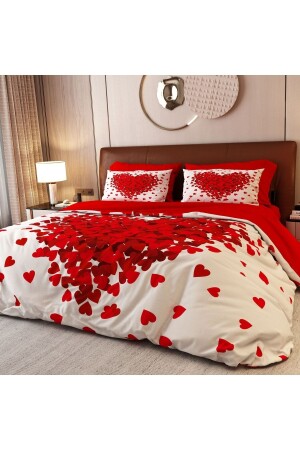 6 Piece Red Dahlia Double Duvet Cover Set ALCY1001 - ALACA HOME COLLECTİON