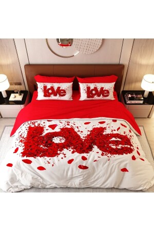 6 Piece Red Love 2 Double Duvet Cover Set ALCY1002 - ALACA HOME COLLECTİON