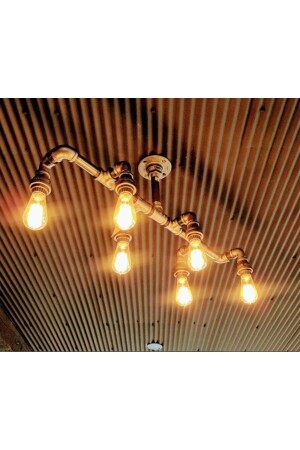 6 Piece Rustic Chandelier Retro Decorative Pear Model Ceiling Lamp Hand Made from Industrial Iron Pipes A Nakresendustriyel8 - NAKRES