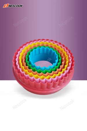 6-Piece Serrated Round Cookie Mold Sugar Dough Mold Volovan Shaper Cutter - Nescook