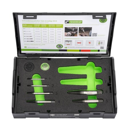 6-piece set of broken screw extractors KUKKO 49 ser. - Kukko
