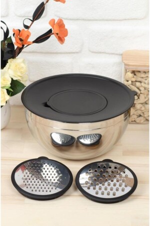 6 Piece Stainless Steel Storage Whisk Grater Mixing Bowl and Whisk Set 24 Cm INOX6 - AROW