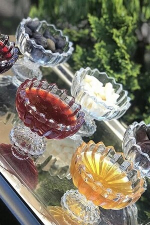 6-Piece Standing Crystal Glass Luxury Turkish Delight Bowl Snack Presentation Bowl yzluxkase6 - YzHome