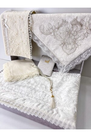 6 Piece Velvet Prayer Mat Set with Dowry Bundle Box Bride and Groom Set - Ayhanhome