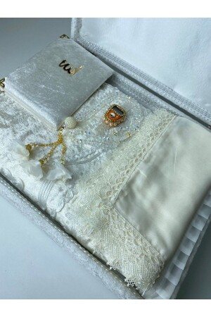 6 Piece Velvet Prayer Mat Set with Dowry Bundle Chest Bride and Groom Set - Ayhanhome