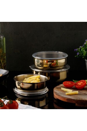 6 Piece Venus Stainless Steel Storage Container Set (GOLD) - Evren