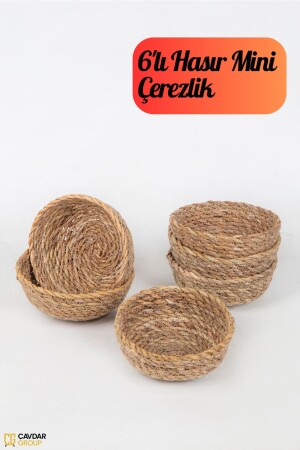 6-Piece Wicker Mini Snack Bowl Set Handmade 6 Pieces of Bowl - Çavdar Group
