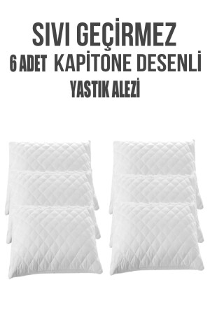 6-Piece Zippered Quilted Patterned Liquid-Proof Protective Pillow Mattress - Roi Tekstil