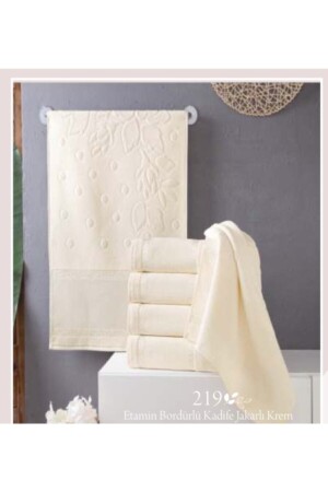 6 Pieces 30x50 Etamin Bordered Jacquard Cream Kitchen Towel Kanevice Embroidered 44AYHAN44ETAM - Fiesta