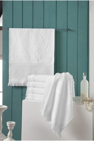 6 Pieces 30x50 Etamin Jacquard Embroidered Kitchen Towel with Blanket White Canvas 31AY4418557589 - Fiesta