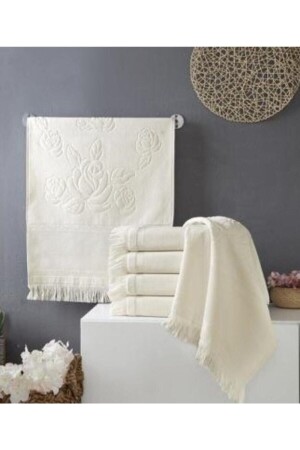 6 Pieces 30x50 Etamin Jacquard Sheet Cream Kitchen Towel Kanavice Embroidery - Fiesta