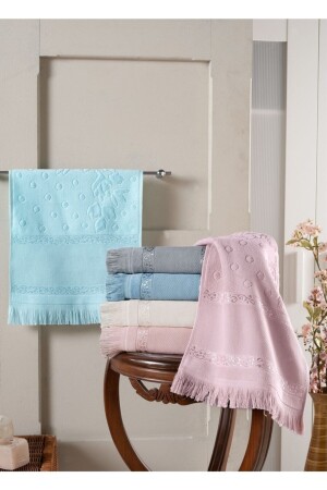 6 Pieces 50x90 Soft Etamin Jacquard Assortment Hand and Face Towel with Fabric, Canvas Embroidered 34AY44HAN - Fiesta