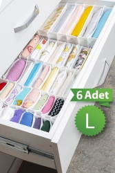 6 Pieces 8 Compartments Multi-Purpose Accordion Drawer and Cabinet Organizer 24 X 37 X 18 Cm L 6400WQ - Meleni Home
