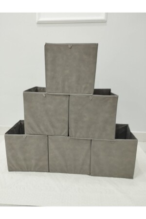 6 Pieces Anthracite Multi-Purpose Closet Organizer Box Decorative Storage Box Shelf Organizer Large BalkanRoomKutuASK6 - Balkan Room