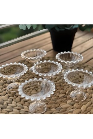 6 Pieces Beaded Mica Acrylic Turkish Delight Bowl Stylish Coffee Serving Chocolate Turkish Delight Bowl Sugar Bowl Presentation - Amisos