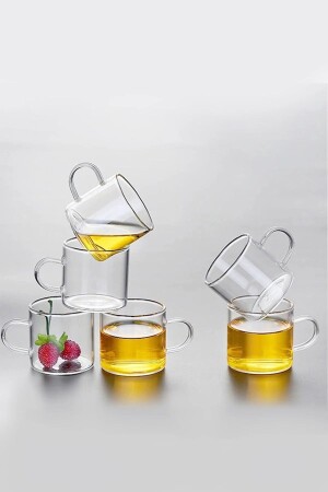 6 Pieces Borosilicate Mini Glass Coffee And Tea Cup T6R - Karçiçeği Home