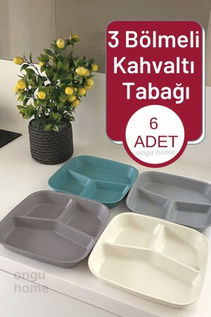 6 Pieces Breakfast Plate Three Compartment Plate Food Plate Table D'hote Ongu152y - ongu home