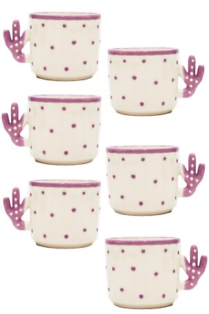 6 Pieces Cactus Cup-hand Made Ceramic 150 Ml Tea, Double Coffee, Espresso, Nescafe Cup 6KTS - Otogar Çini