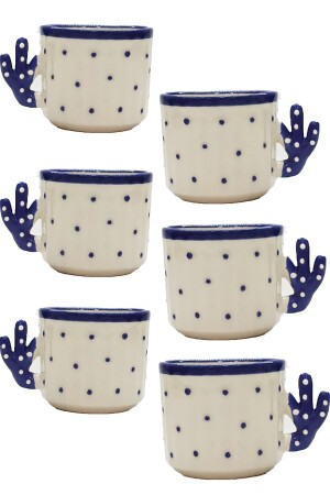 6 Pieces Cactus Cup-hand Made Ceramic 150 Ml Tea, Double Coffee, Espresso, Nescafe Cup 6KTS - Otogar Çini