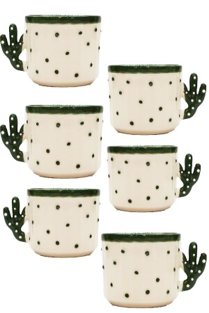 6 Pieces Cactus Cup-hand Made Ceramic 150 Ml Tea, Double Coffee, Espresso, Nescafe Cup 6KTS - Otogar Çini