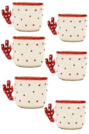 6 Pieces Cactus Cup-hand Made Ceramic 150 Ml Tea, Double Coffee, Espresso, Nescafe Cup 6KTS - Otogar Çini