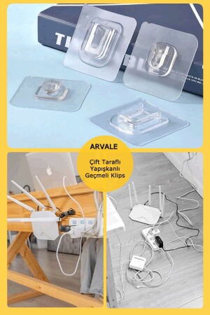 6 Pieces Double Sided Adhesive Snap Clips Item Fixing Hanger Transparent Wall Hook - Arvale