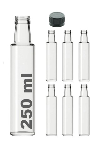 6 Pieces Multi-Purpose Transparent Glass Round Dorica Bottle 250 Ml - With Leak Proof Cap MA2171 - Milea