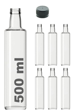 6 Pieces Multi-Purpose Transparent Glass Round Dorica Bottle 500 Ml - With Leak Proof Cap MA2175 - Milea