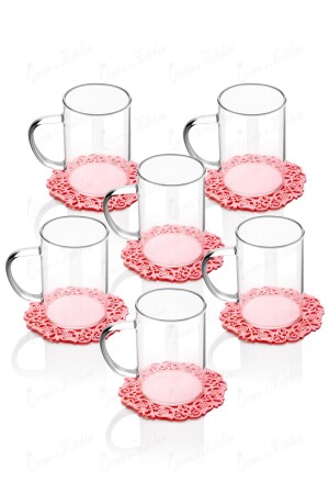 6 Pieces of Borasilicate Fire Resistant Mug Cups and 6 Pieces of Silicone Coasters - Queen's Kitchen