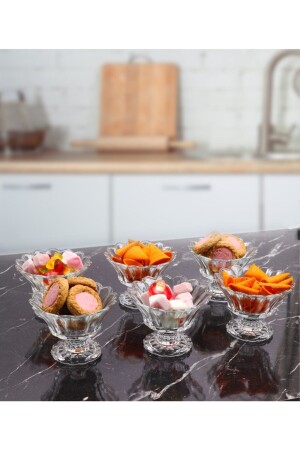 6 Pieces of Footed Crystal Glass Turkish Delight Bowl Snack and Presentation Bowl yz. cerezayklvn - YzHome