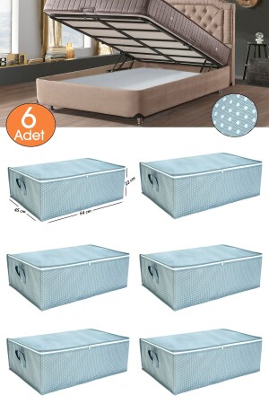 6 Pieces Polka Dot Patterned - Sofa Bed Base Type Storage Storage Storage Storage Storage Storage Bag Under Base 65 x 45 x 22 cm - Ekici Home Textile