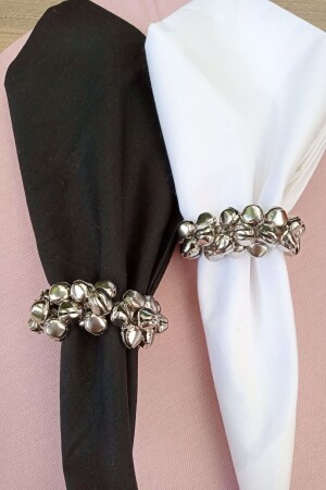 6 Pieces Rattle Modern Silver Bead Napkin Ring - Emtory Home