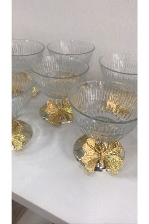 6 Pieces Silver Footed Glass Snack Bowl Presentation Holder Butterfly Model Spice Bowl MNL1022 - Elzem