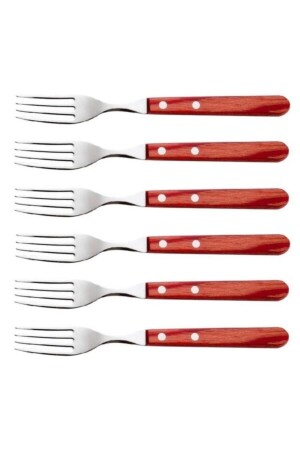 6 Pieces Steak Meat Fork with Polywood Handle TRAMONTİNAsteeak - TRAMONTINA