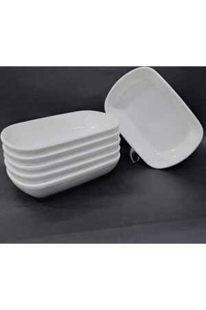 6 Pieces White Melamine Boat Plate 14x10cm Medium Size Salad Plate es-2021--11--03--20 - İstoç Türk