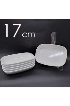 6 Pieces White Melamine Boat Plate 17x12cm Medium Size Salad Plate Daily Affordable Oval Square Serving abn-2022-052217-6 - İstoç Türk